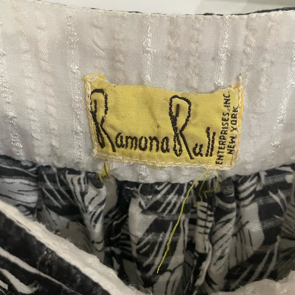 Ramona Rull Vintage 1970s Puff Sleeve Black and White Maxi Dress Embellished - Picture 5 of 5